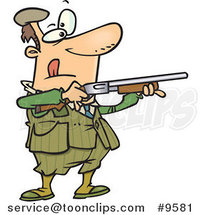 Cartoon Guy Shooting Clay Pigeons by Toonaday