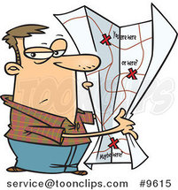 Cartoon Guy with a Big Map by Toonaday