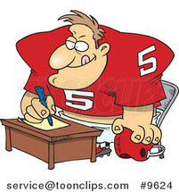 Cartoon Football Player Signing a Contract by Toonaday