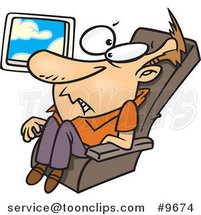 Cartoon Confined Guy on an Airplane by Toonaday