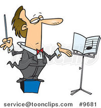 Cartoon Conductor on a Podium by Toonaday