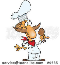 Cartoon Chef Holding a Chicken Drumstick by Toonaday