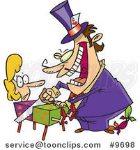 Cartoon Magician Cutting a Lady in a Box by Toonaday