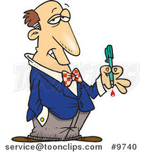 Cartoon Critic Holding a Bleeding Pen by Toonaday