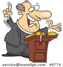 Cartoon Preaching Pastor by Toonaday