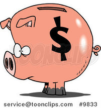 Cartoon Dollar Symbol on a Piggy Bank by Toonaday