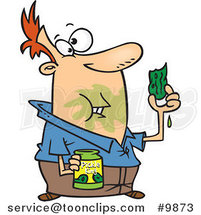 Cartoon Messy Guy Eating Pickles by Toonaday
