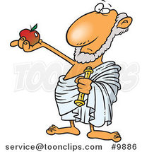 Cartoon Philosopher Holding an Apple by Toonaday