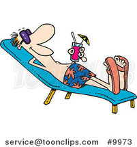 Cartoon Guy Lounging Poolside by Toonaday