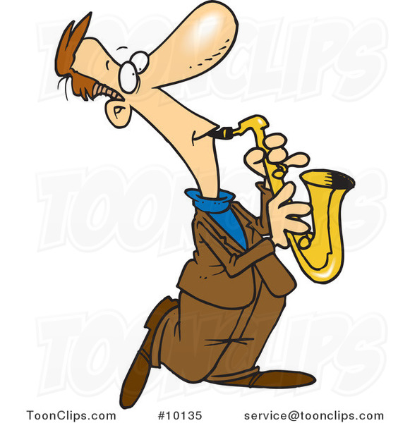 Cartoon Sax Player #10135 by Ron Leishman