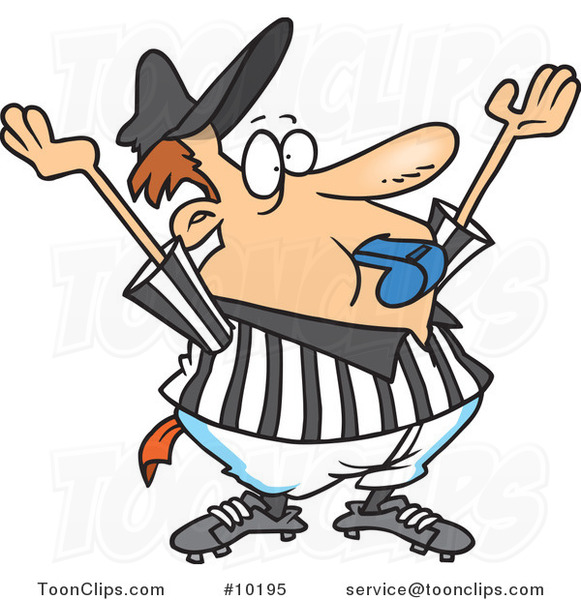 Cartoon Black And White Line Drawing Of A Referee 10195 By Ron Leishman 