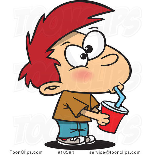 Cartoon Boy Drinking Soda #10594 by Ron Leishman