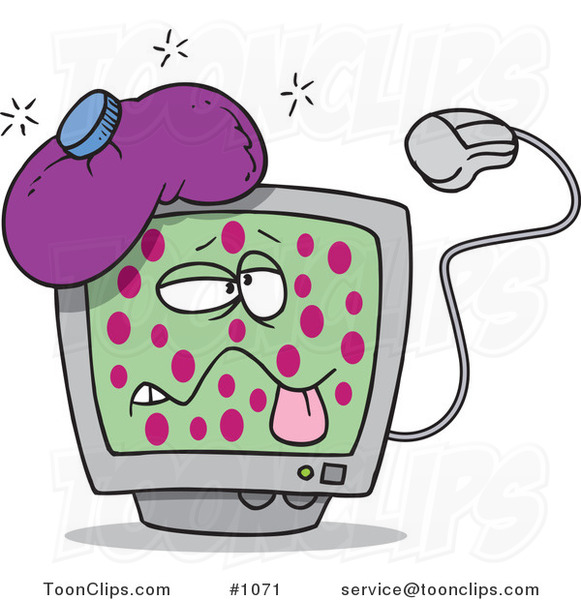 computer viruses cartoon. Sick Cartoon Speckled Computer