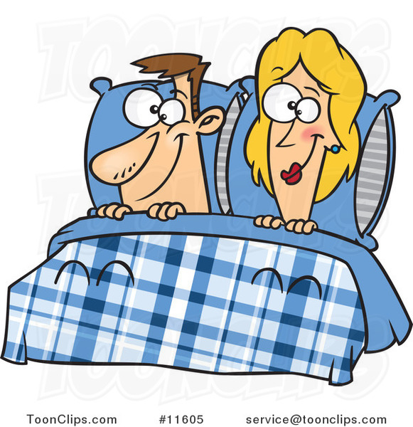 Cartoon Happy Couple in Bed #11605 by Ron Leishman