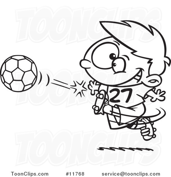 cartoon kicking ball