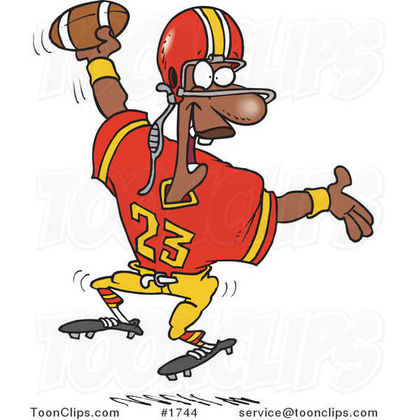 Cartoon Black Football Player Scoring a Touchdown #1744 by ...