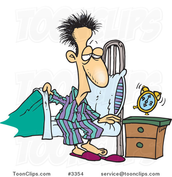 Cartoon Guy Getting out of Bed in the Morning #3354 by Ron Leishman