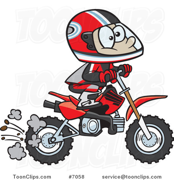 bike riding cartoon. Cartoon Boy Riding a Dirt Bike