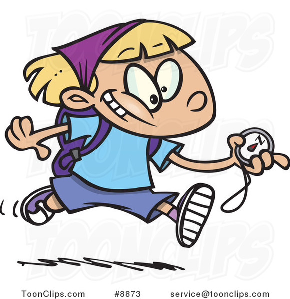 Cartoon Girl Hiker. Cartoon Hiker Girl Running