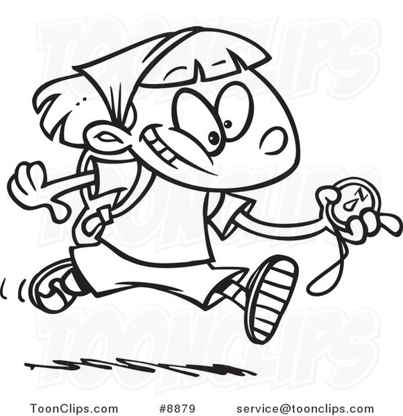 Cartoon Girl Hiker. a Hiker Girl Running with