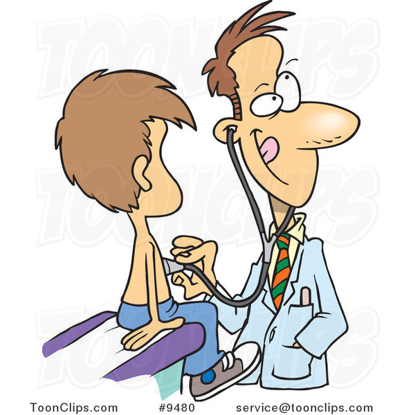 Cartoon Pediatrician with a Client #9480 by Ron Leishman