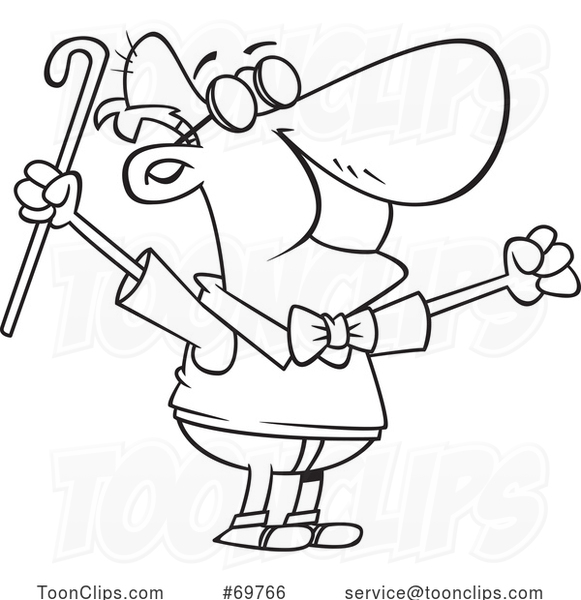 Black and White Outline Cartoon Happy Old Guy Stretching #69766 by Ron  Leishman