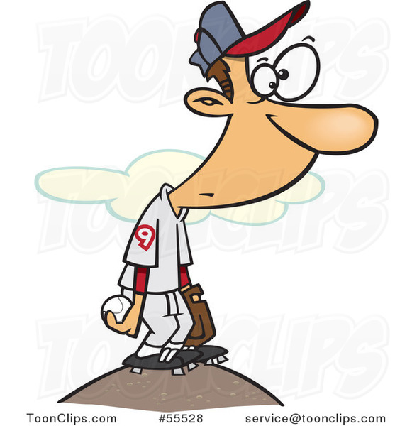 Cartoon Baseball Player on the Pitchers Mound