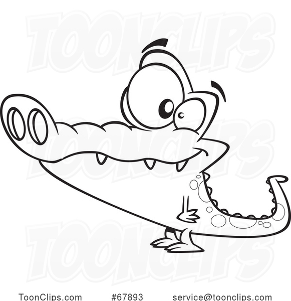 Cartoon Black and White Cute Baby Crocodile #67893 by Ron Leishman