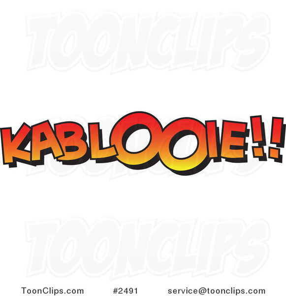 Cartoon Black and White Line Drawing of a Gradient KABLOOIE #2491 by