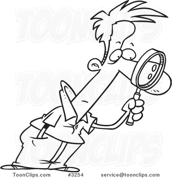 cartoon-black-and-white-line-drawing-of-a-guy-leaning-forward-and-examining-with-a-magnifying-glass-by-ron-leishman-3254.jpg