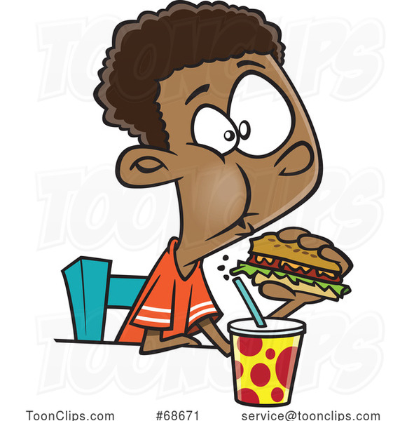 Cartoon Boy Eating a Burger