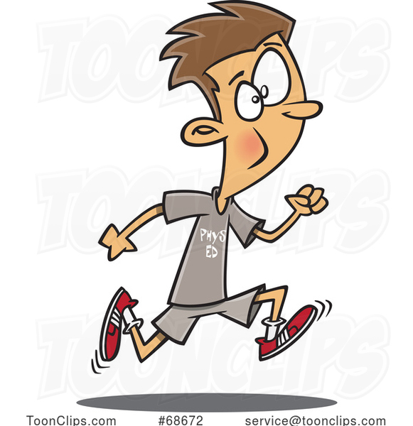 Cartoon Boy Running in Physical Education Class