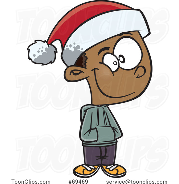 Cartoon Boy Wearing a Santa Hat