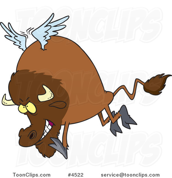 Cartoon Buffalo with Wings #4522 by Ron Leishman