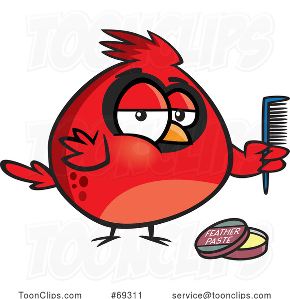 Cartoon Cardinal Bird with Feather Paste and a Comb