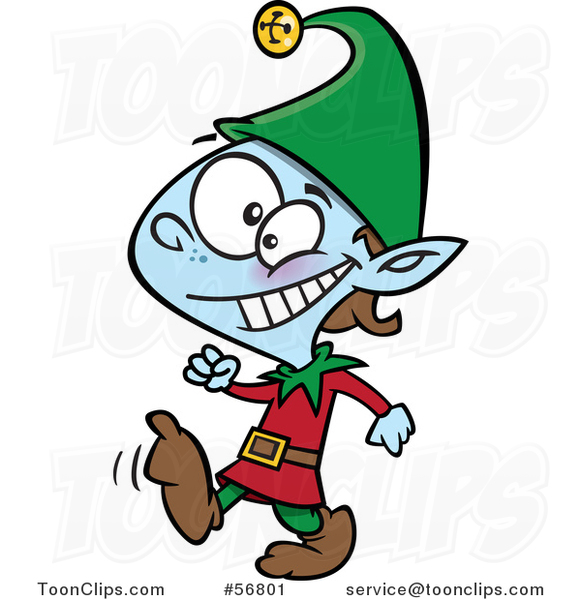 Cartoon Christmas Elf Kid Walking