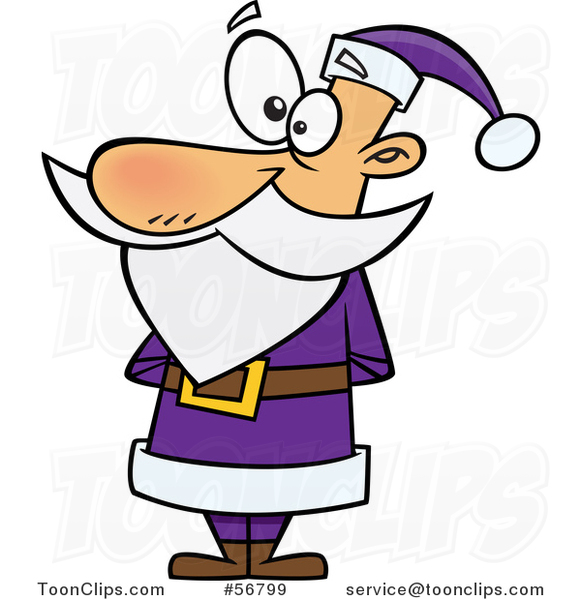 Cartoon Christmas Santa Claus Standing in a Purple Suit