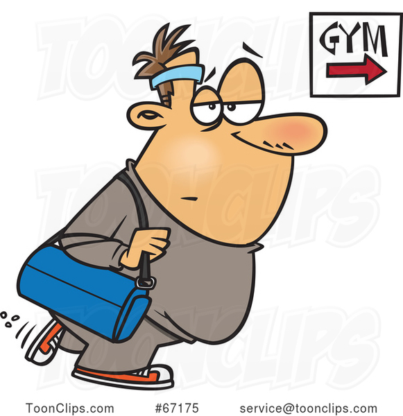 Cartoon Chubby Gym Bound White Guy