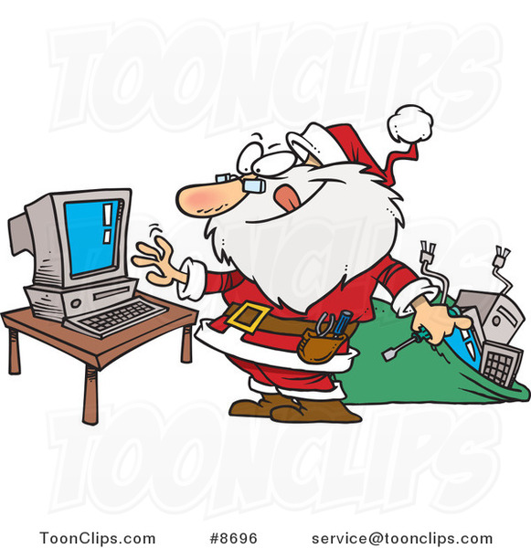Cartoon Computer Repair Santa