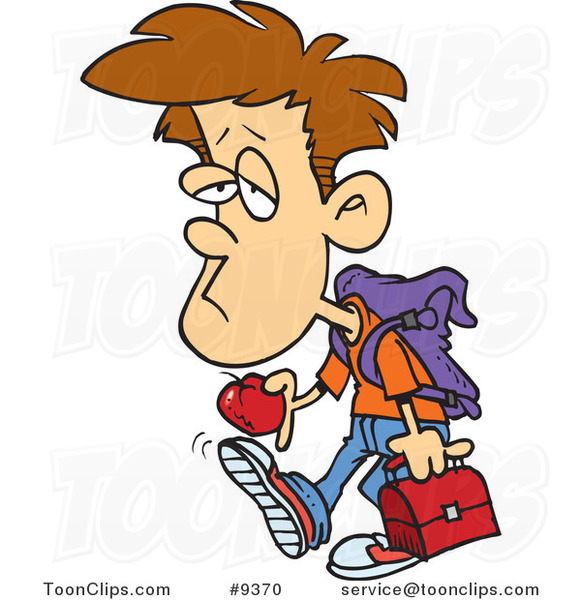 Cartoon Depressed School Boy Holding an Apple #9370 by Ron ...