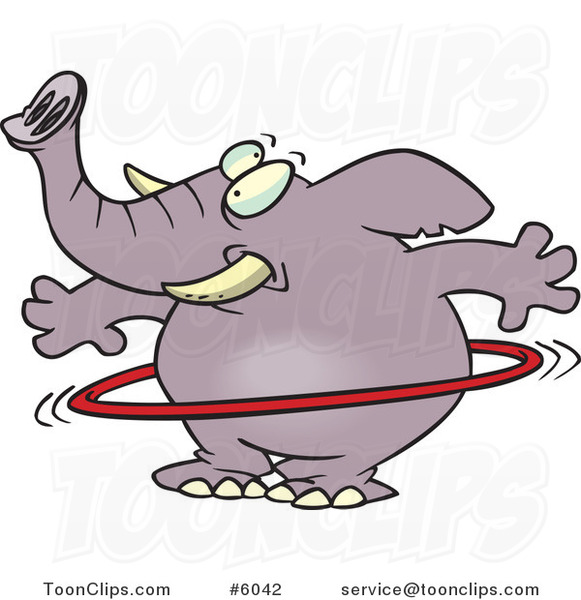 Cartoon Elephant Using a Hula Hoop