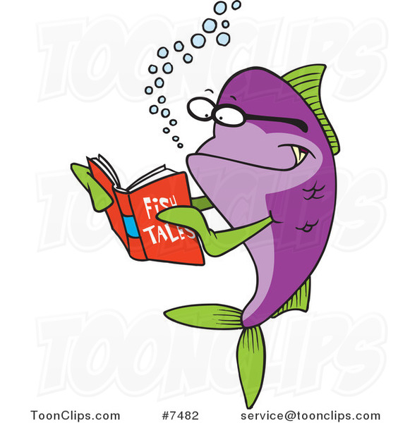 Cartoon Fish Reading a Story Book #7482 by Ron Leishman