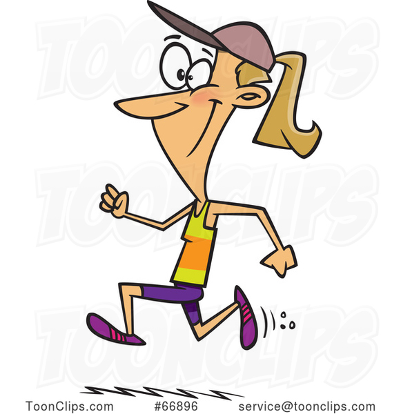 Cartoon Fit White Lady Running