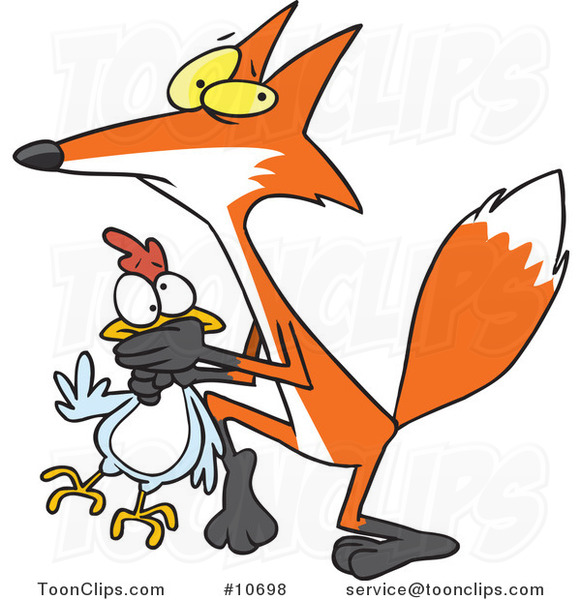 Cartoon Fox Stealing a Chicken #10698 by Ron Leishman