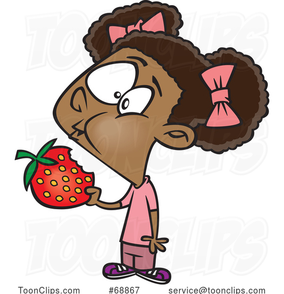Cartoon Girl Eating a Strawberry