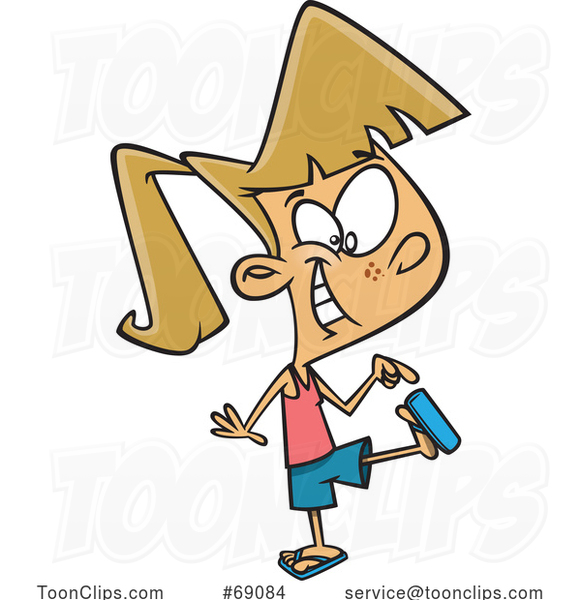 Cartoon Girl Wearing Flip Flops