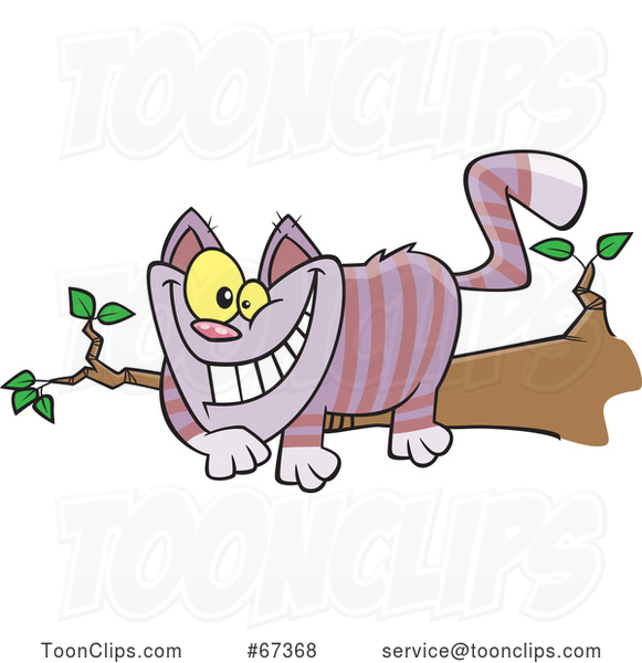 Cartoon Grinning Cheshire Cat on a Branch