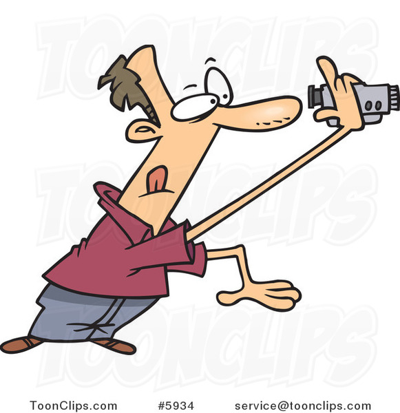 Cartoon Guy Recording a Home Video
