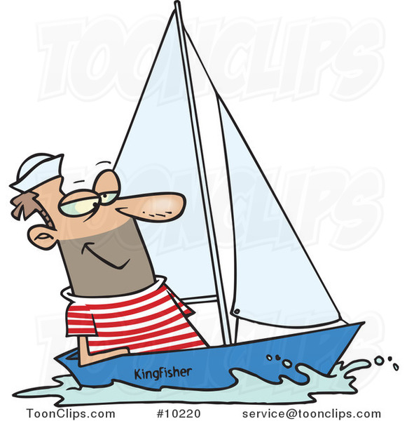 Cartoon Guy Sailing #10220 by Ron Leishman