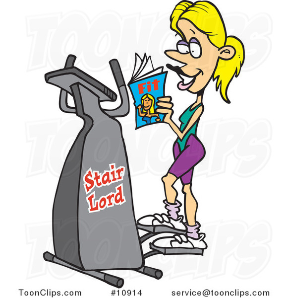 Cartoon Lady Exercising on a Stair Lord